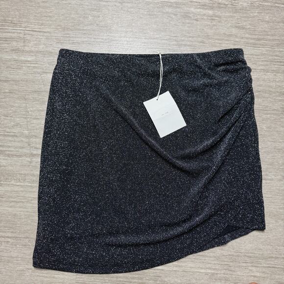 Oak + Fort Sparkly Asymmetrical Short Skirt NWT Size L Gray Lined - Picture 1 of 8